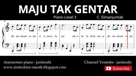 Maju Tak Gentar Not Balok Piano Level Lagu Wajib Nasional Youtube