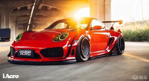 Red Porsche Cayman 987 With Extreme Widebody Kit