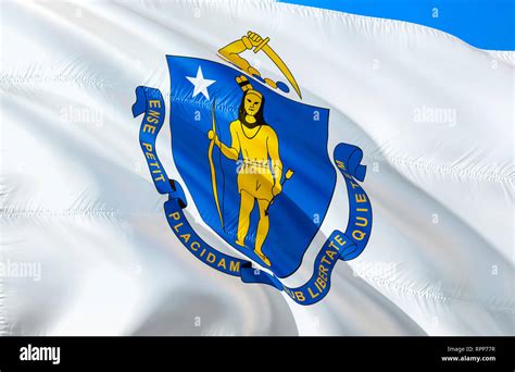 Massachusetts Flag 3d Waving Usa State Flag Design The National Us