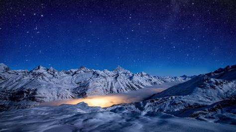 Night Mountains Sky Stars 4k Horizontal Mountain Wallpaper Sky