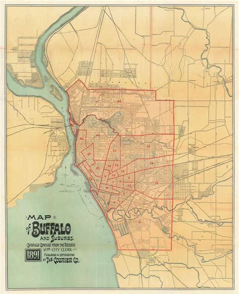 Map Of Buffalo And Suburbs Carefully Compiled From The Records Of The