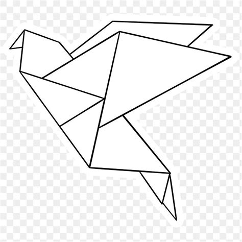 An Origami Bird Outline On A White Background