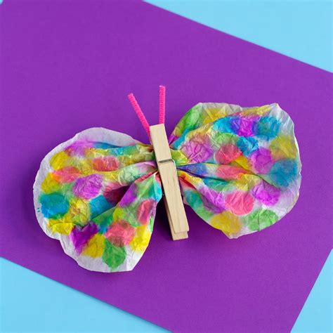 How To Make A Classic Coffee Filter Butterfly Craft Spring Crafts For
