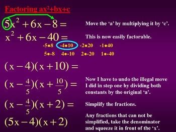 Factoring Ax Bx C Using The Illegal Move Method By Carla Recher