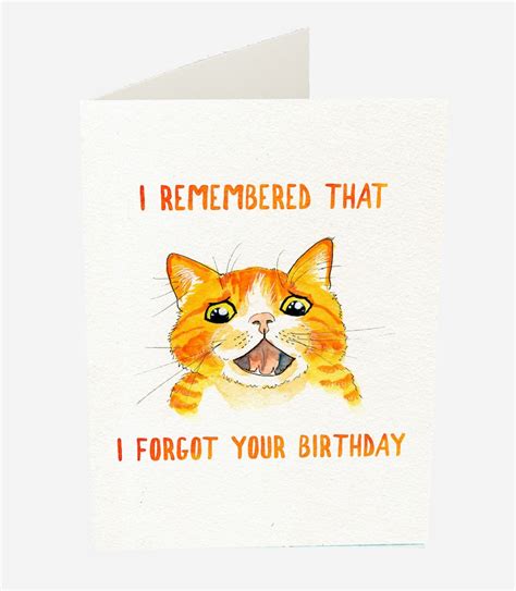 Late Birthday Card Happy Belated Birthday Funny Cat Birthday Etsy
