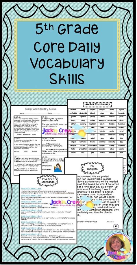 Here Are 26 Pages Of 5th Grade Vocabulary Core Standards With Review