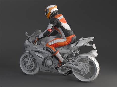 Biker Racing Motorcycle Rider 3d Model 169 3ds C4d Fbx Lwo Max