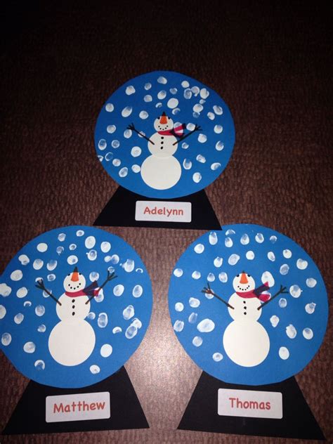 Finger Print Snow Globe Craft Christmas School Crafts Xmas Crafts Diy