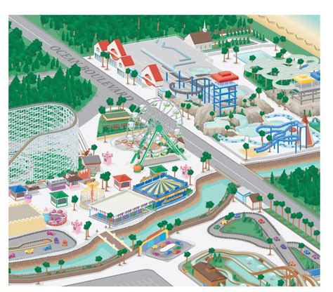 3d Amusement Park Map Illustration Maps Illustration Design