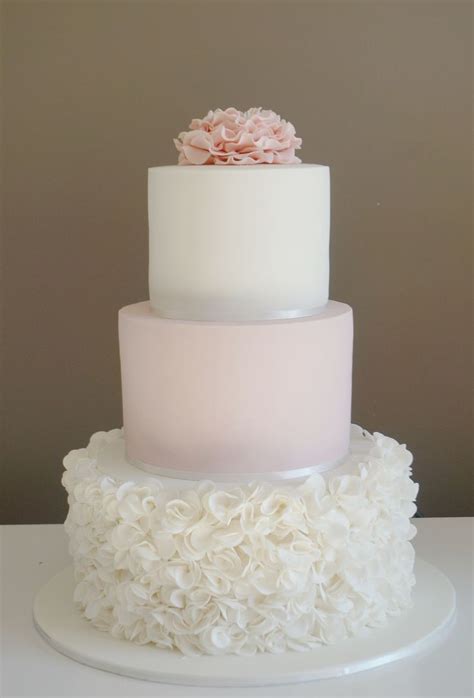 3 Tier Cake With Ruffle Rose Bottom Tier And Ruffle Flower