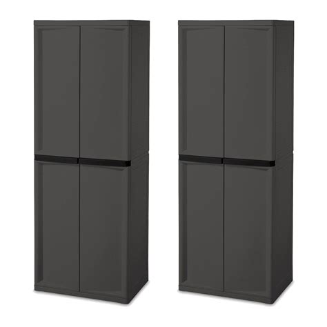 Sterilite Adjustable 4 Shelf Gray Storage Cabinet With