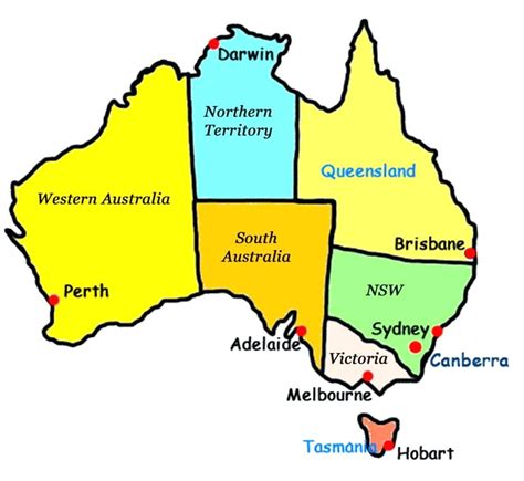 Australia Map With Capitals Cities And Towns Map Gamb