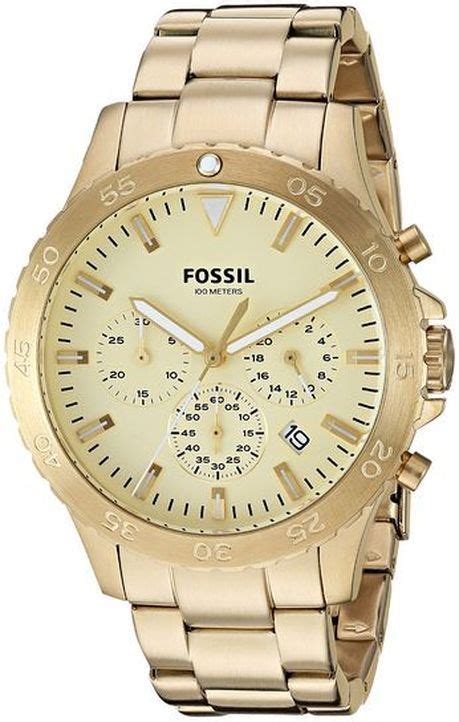 Mens Fossil Crewmaster Gold Tone Chronograph Watch Ch3061