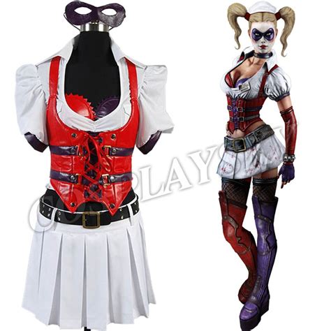 Harley Quinn Cosplay Costume Batman Arkham Asylum Cos Dresses Halloween