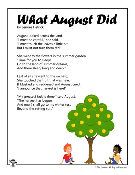 August Poems For Kids Woo Jr Kids Activities Childrens Publishing