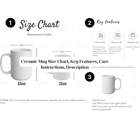 Mug Size Chart Cup Size Chart Mug Mockup 11oz 15oz Mug Size Etsy Israel