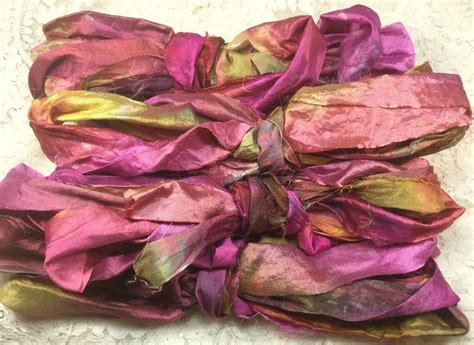Hand Dyed Sari Silk Ribbon 25 Wide 5 Yds Plum Loco Trim Etsy Silk