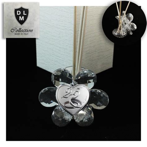 Consegna in 24/48 ore a domicilio o in negozio. DLM - Profumatore Fiore in Cristallo con Cuore Coppia Fedi ...
