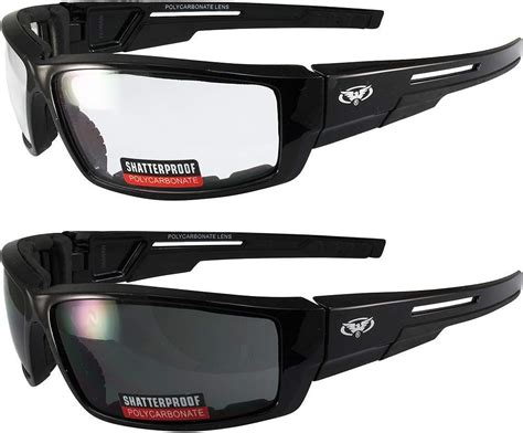 Global Vision Lot Of 2 Motorcycle Padded Glasses Sunglasses Clear And Smoke Atv Quad Moped Small