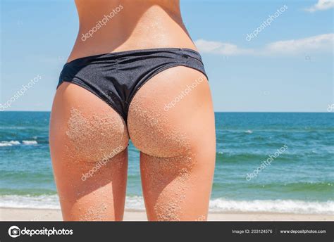 Beautiful Woman Bikini Sexy Female Buttocks Covered Sand Beach Stock Photo By Flisakd