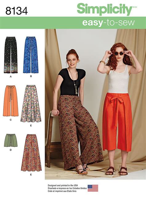 simplicity simplicity pattern 8134 misses easy to sew pants and shorts vintage symønstre