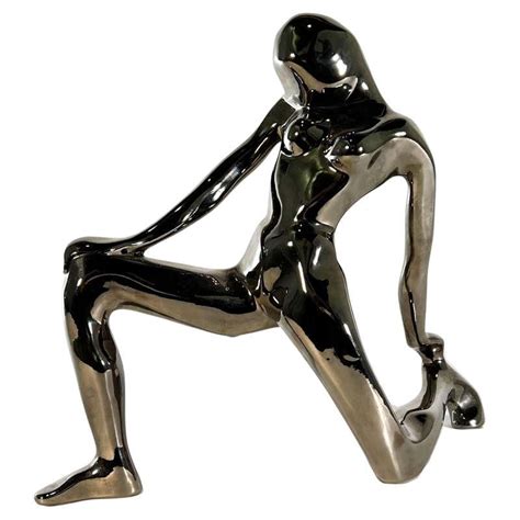 Cubist Male And Female Nude Gold Sculptures By Jaru At 1stdibs