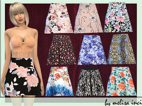 Melisa Incis Floral Print Scuba A Line Skirt Sims 4 Updates ♦ Sims
