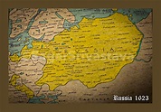 Hand-sketched recreation of a 1623 dated map of Tsardom of Russia ...