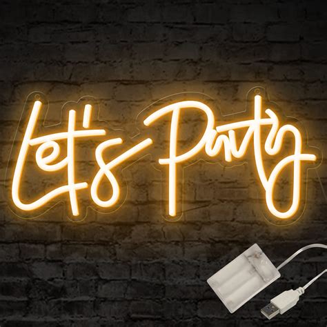 Atols Lets Party Neon Sign Battery Or Usb Powered Happy Birthday Led