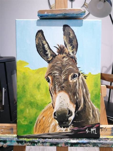 Acrylic Donkey Painting Canvas Donkey Donkey Art Donkey Etsy
