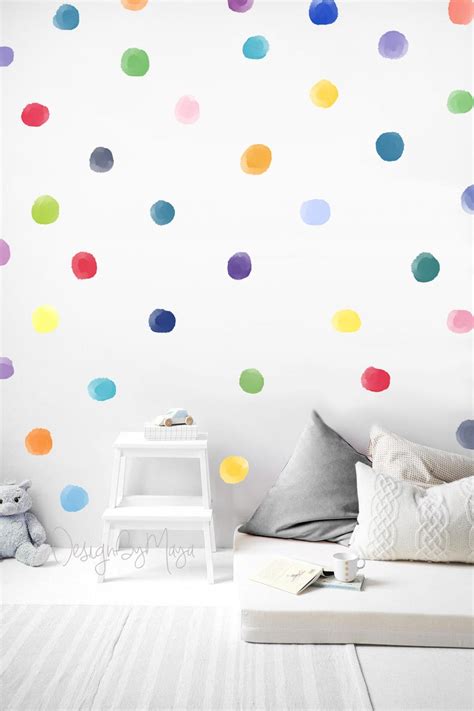 Rainbow Confetti Polka Dot Wall Decals Kids Room Nursery Etsy