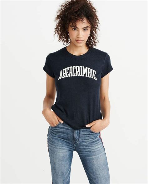 Abercrombie And Fitch Aandf Women S Cozy Logo Tee In Navy Blue Size Xxs Women T Shirts For