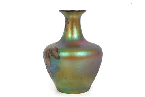 Austrian Iridescent Glass Loetz Att Vase W Silver Overlay By La Pierre C 1900 For Sale At 1stdibs