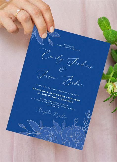 Download Printable Royal Blue And Silver Wedding Invitation Suite Pdf