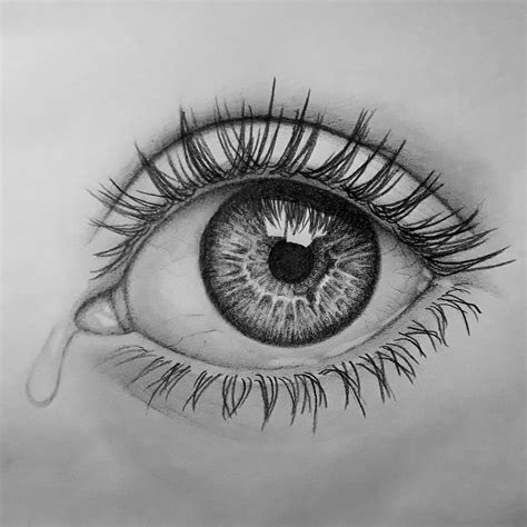 Tried To Draw A Realistic Eye With Teardrop Pencil Drawing Drawing