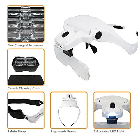 magnipros led illuminated headband magnifier visor hands free magnifier loupe 5 detachable