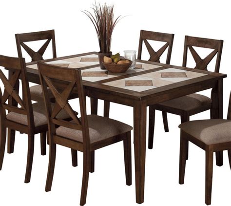 Jofran rolanda terra cotta tile dining table and 6 chairs. Jofran 794-64 Tri-Color Tile Top Dining Table with ...