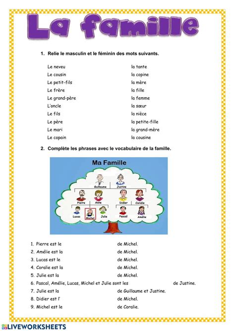 Ejercicio Interactivo De La Famille French Language Lessons French