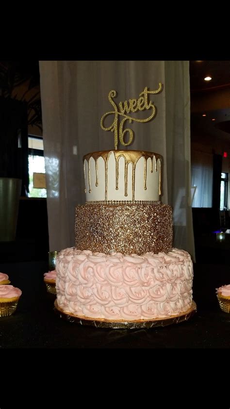 Pink And Gold Sweet 16 Cake Sweet 16 Birthday Cake 16 Birthday Cake Sweet Sixteen Cakes