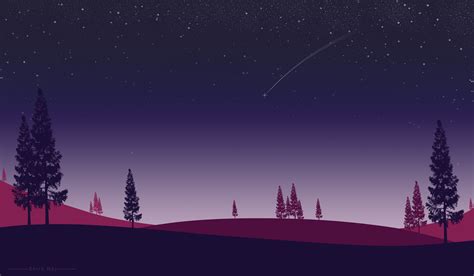 2048x1152 Night Trees Stars In Sky Minimalism Artwork 5k Wallpaper