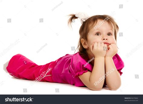 Portrait Cute Happy Little Girl Lying Stock Photo 96270662 Shutterstock