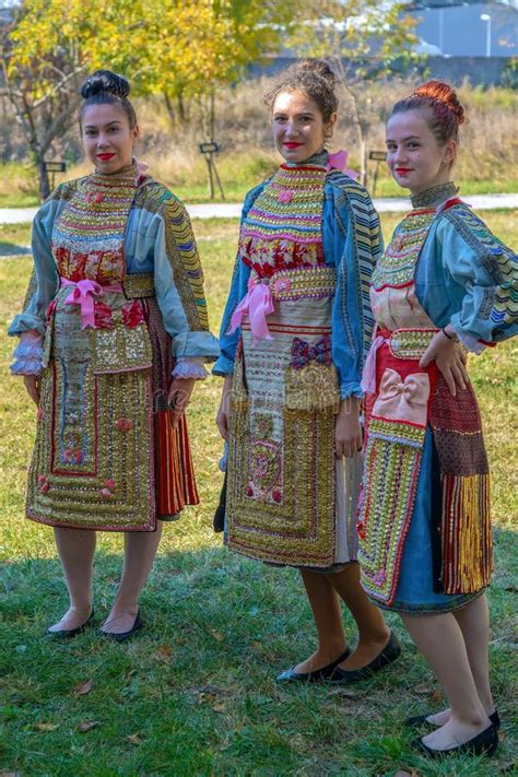 Young Bulgarian Dancer Girls In Traditional Costume
