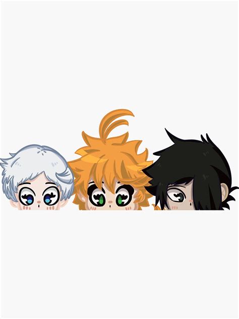 The Promised Neverland Trio Sticker By Cinnanoodles Redbubble