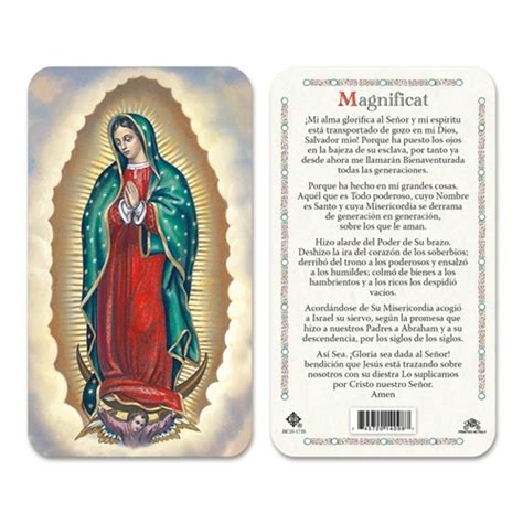 Our Lady Of Guadalupe Magnificat Plastic Prayer Card In Spanish