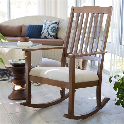 Nursery room chairs are usually placed in the corner of a room, which could be a big problem for a rocking chair since they have a tendency to travel when rocked for an extended time. Belham Living Upholstered Mission Wood Nursery Rocker ...
