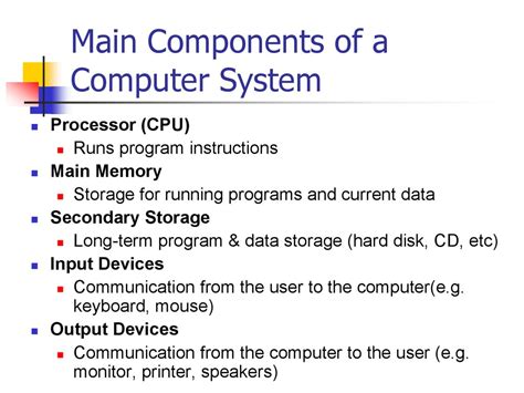 Introduction To Computer Systems Architecture Of A Computer Systems