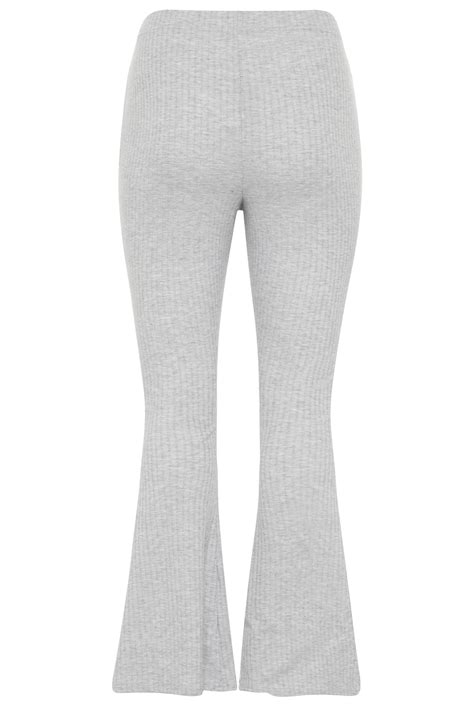 Grey Ribbed Flare Leggings Yours Clothing