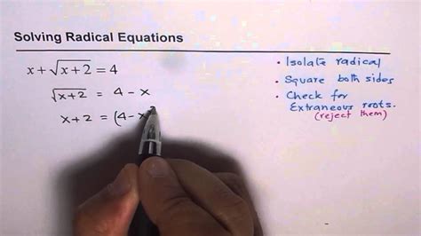 Q Solve Radical Equation And Check For Extraneous Roots Youtube