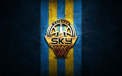 Download Wallpapers Chicago Sky Golden Logo Wnba Blue Metal