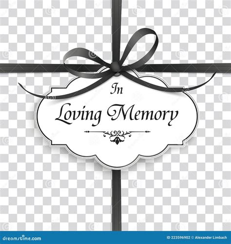 Transparent Obituary Emblem Cross Ribbon in Memory Stock Vector